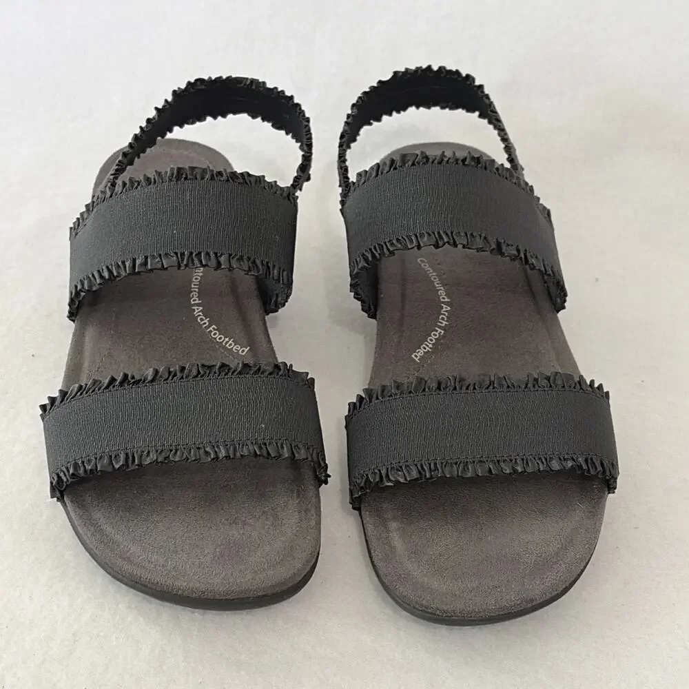 JBU Jambu Sandals Women’s 9.5 Black Adjustable Straps Comfy Cushioned Ruffles